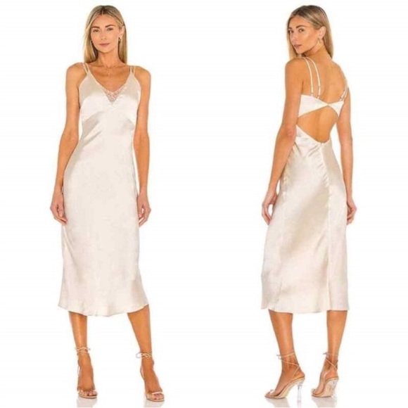 NWT REVOLVE x Camila Coelho Deanna Midi Dress In Champagne - Picture 3 of 10